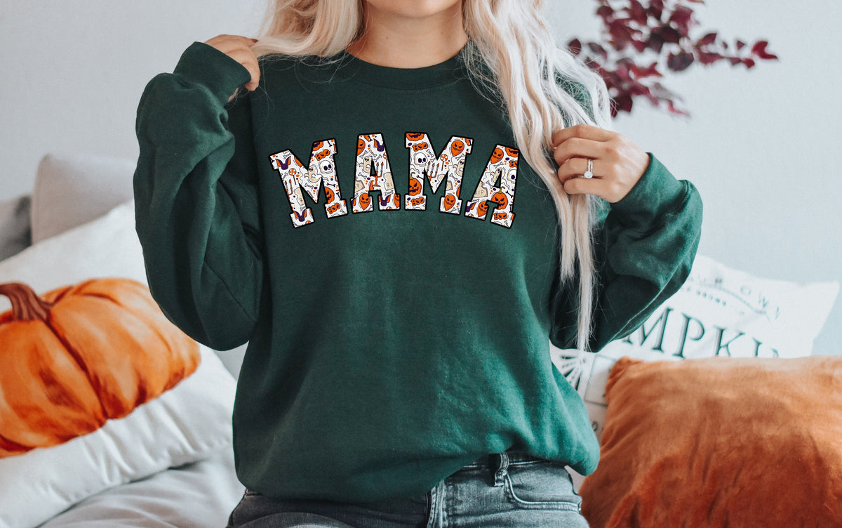Retro Halloween Mama Shirt: Spooky Mom Ghost Design