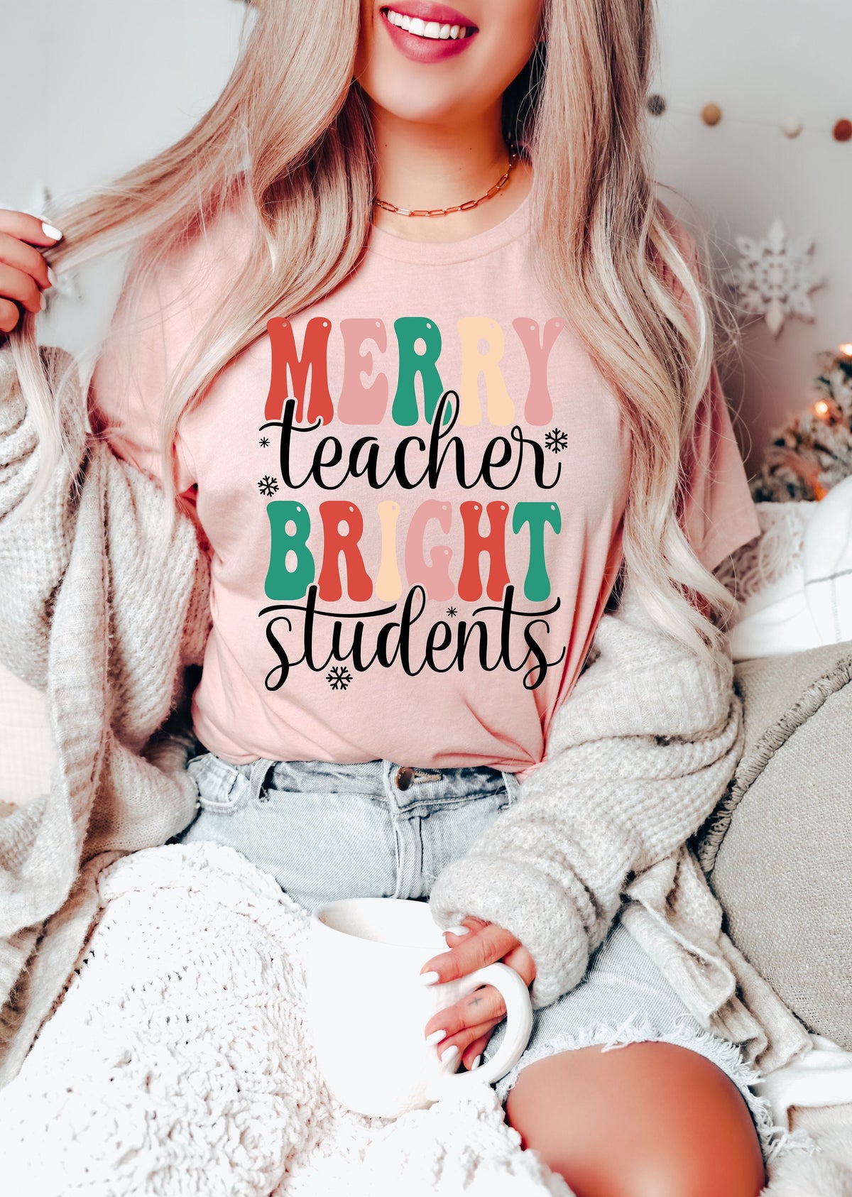Merry Teacher Bright Students Christmas T-Shirt