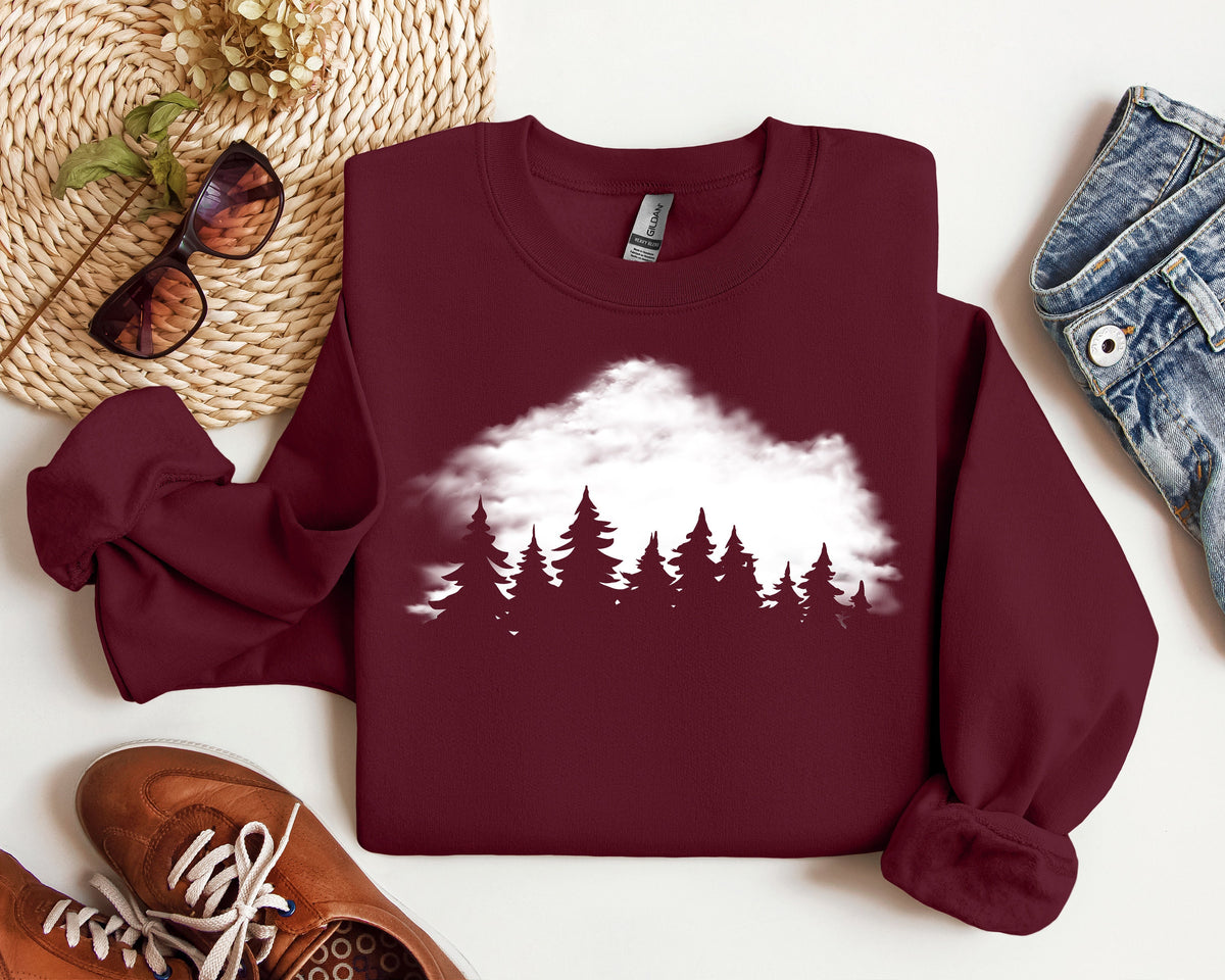 Mountain Pine Tree Sweatshirt: Camp Outdoors Nature Shirt