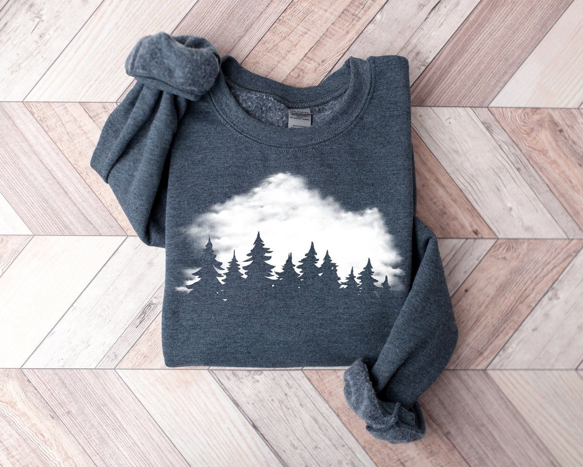 Mountain Pine Tree Sweatshirt: Camp Outdoors Nature Shirt