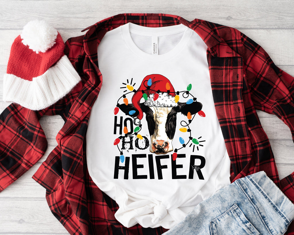 Ho Ho Heifer Christmas Cow Sweatshirt: Funny Holiday Tee