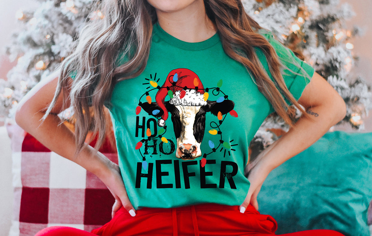 Ho Ho Heifer Christmas Cow Sweatshirt: Funny Holiday Tee