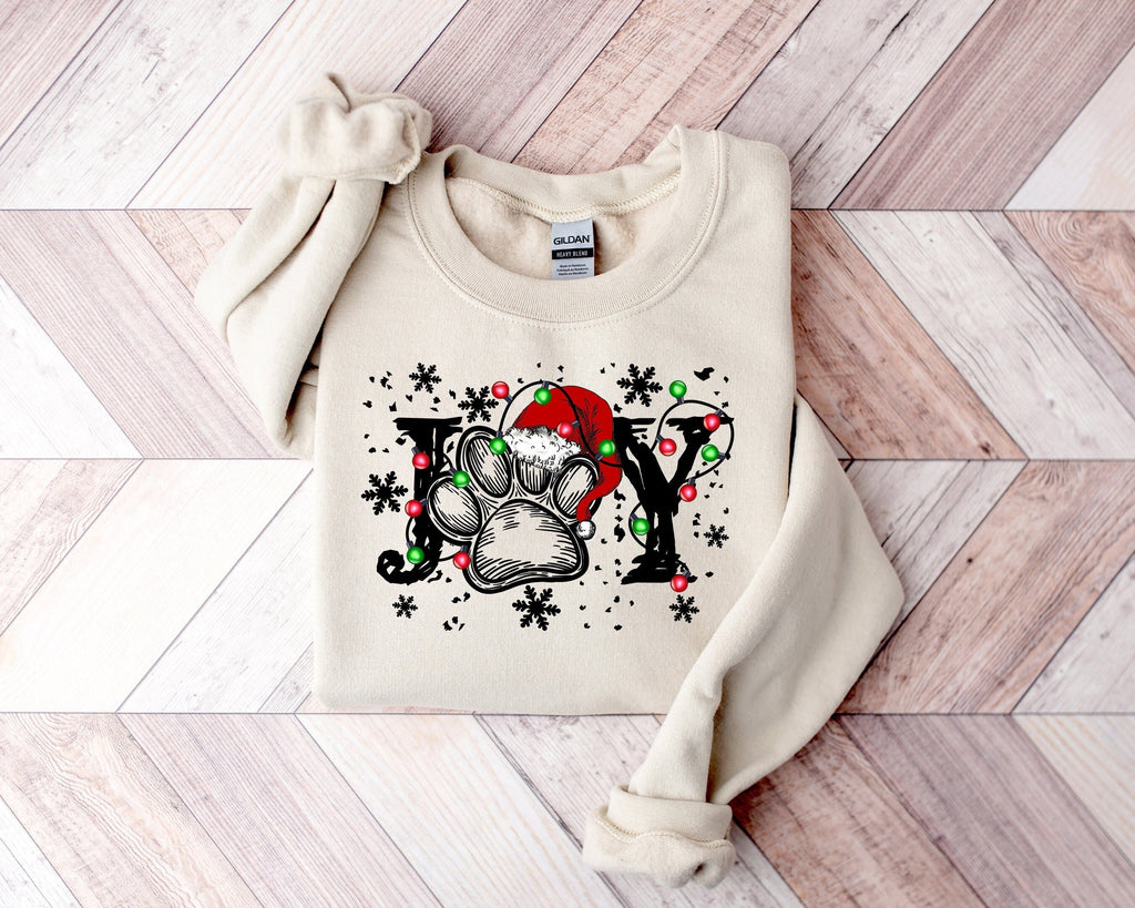 Christmas Paw Print Joy Shirt: Dog Mom Retro Tee