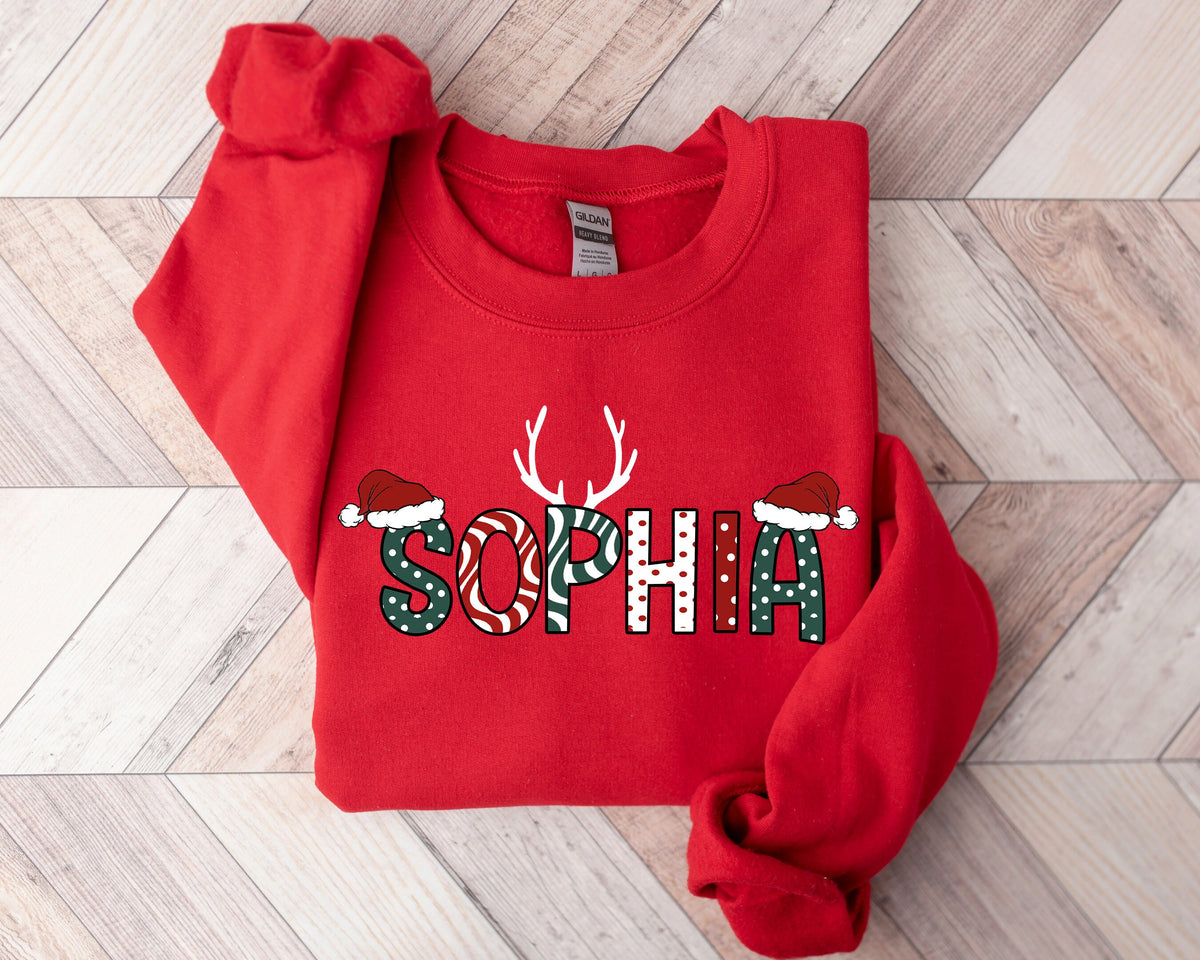 Personalized Reindeer Family Christmas Shirt