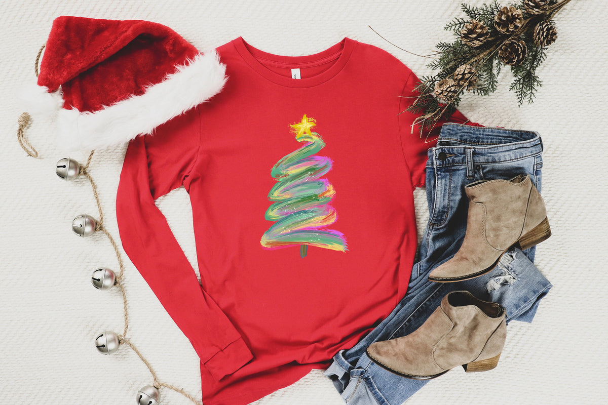 Watercolor Christmas Tree Shirt: Pastel Family Tee