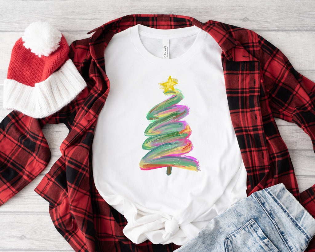 Watercolor Christmas Tree Shirt: Pastel Family Tee