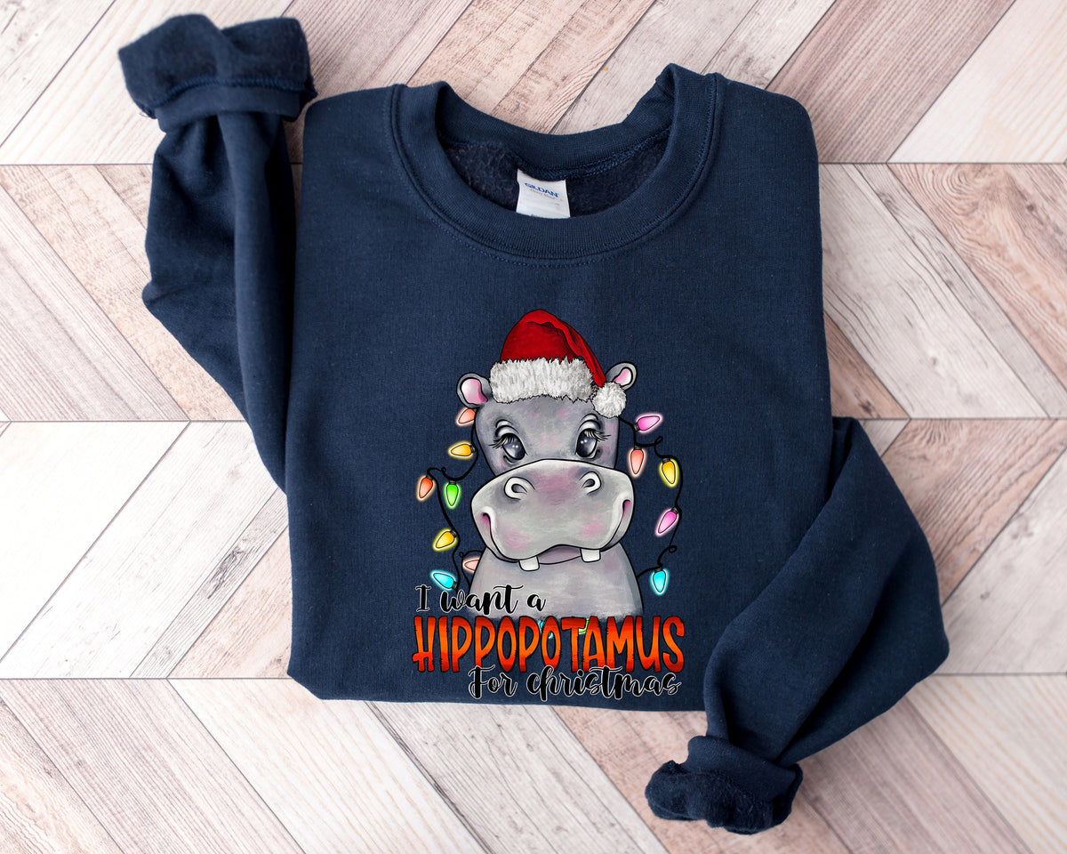 Hippo Christmas Shirt: I Want a Hippopotamus Tee