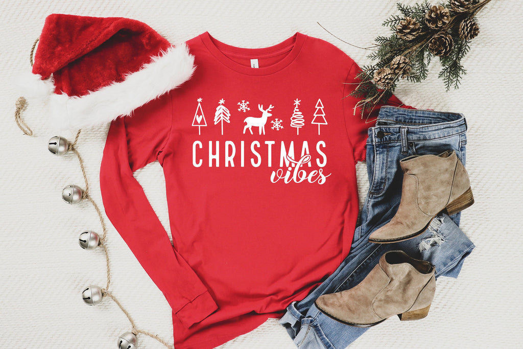Christmas Vibes Sweatshirt: Holiday Trees Tee