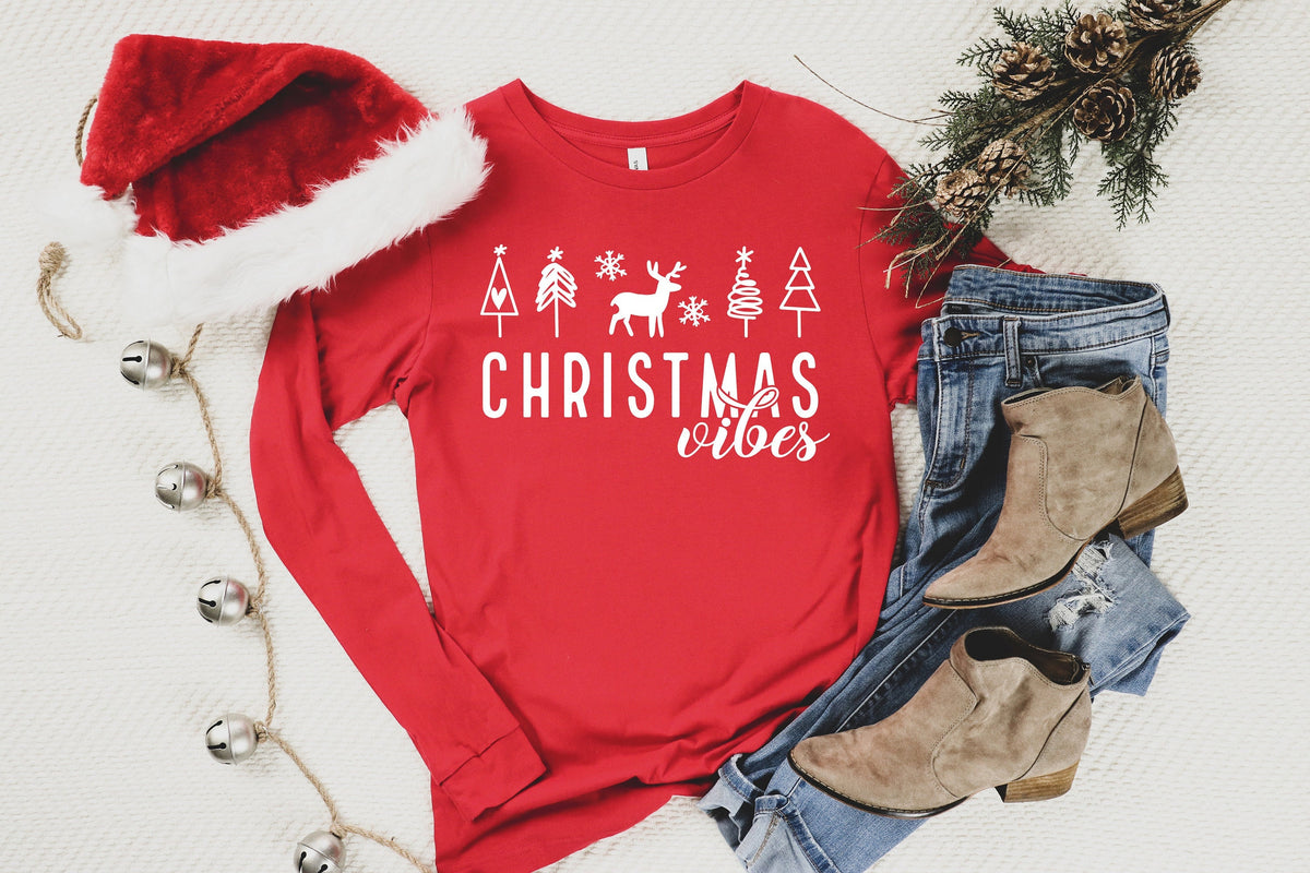 Christmas Vibes Sweatshirt: Holiday Trees Tee