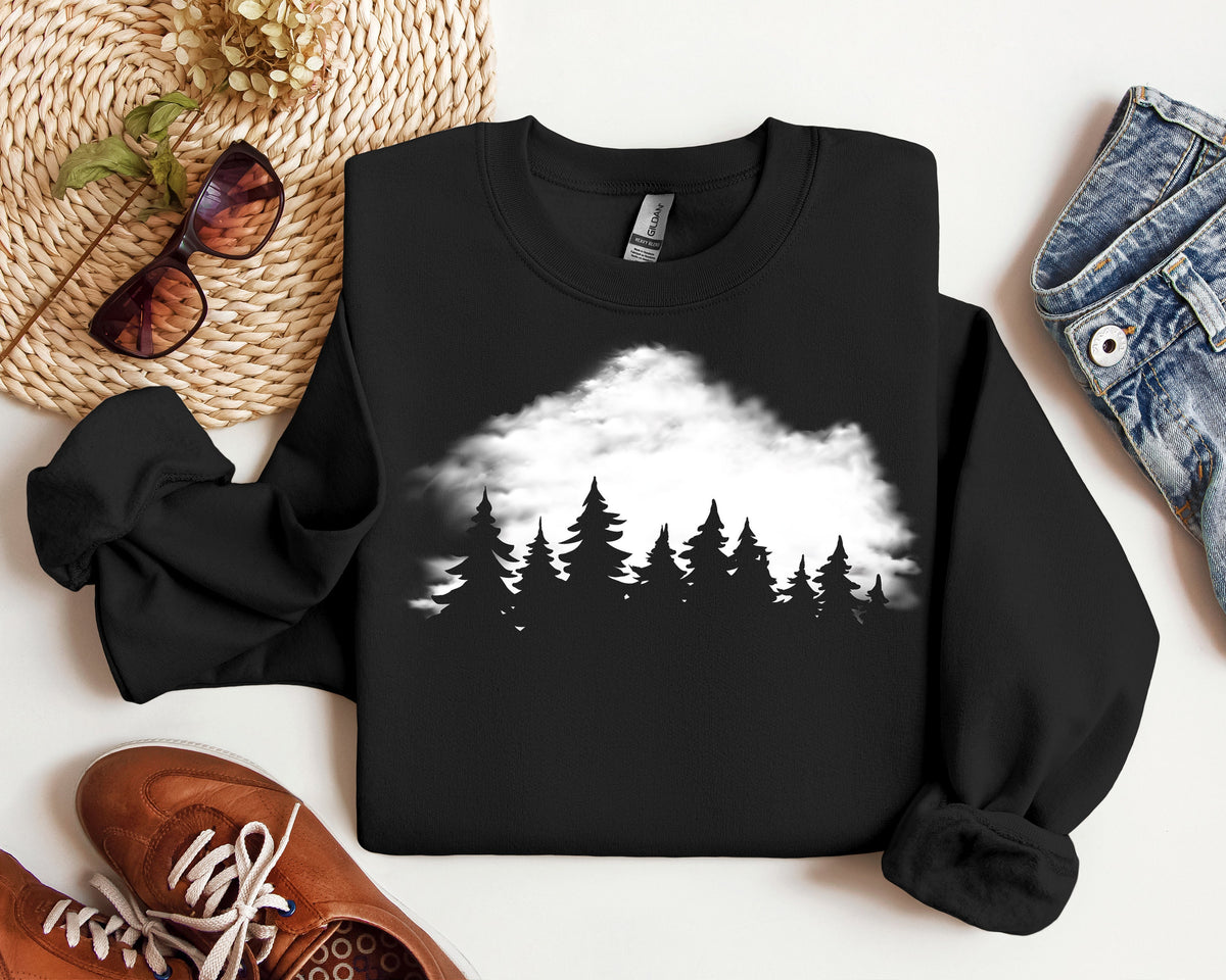 Mountain Pine Tree Sweatshirt: Camp Outdoors Nature Shirt