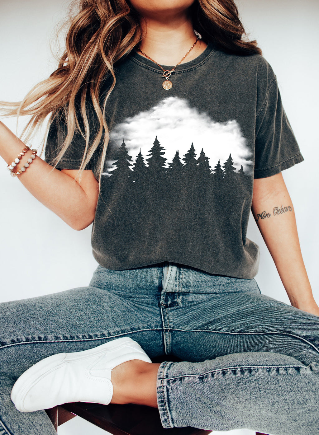Mountain Pine Tree Sweatshirt: Camp Outdoors Nature Shirt