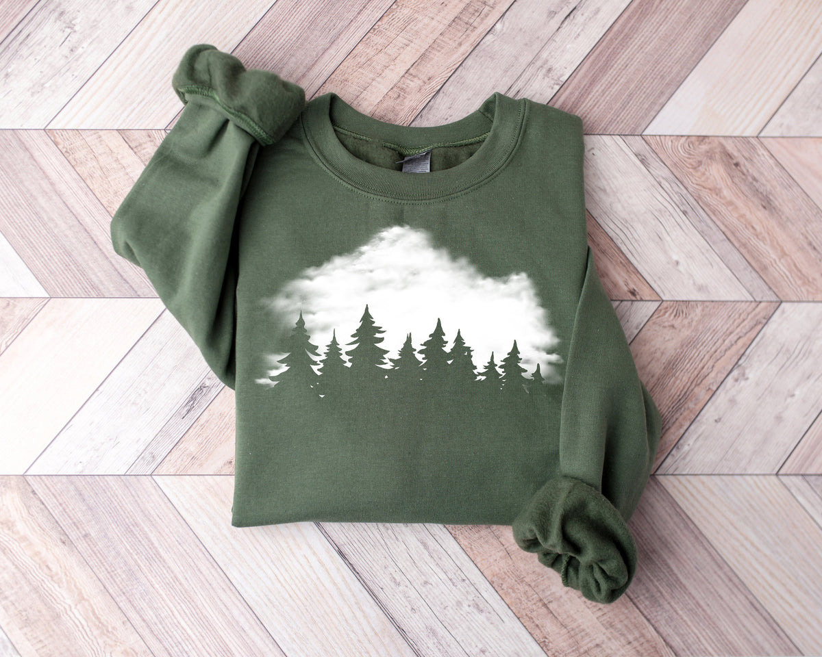 Mountain Pine Tree Sweatshirt: Camp Outdoors Nature Shirt