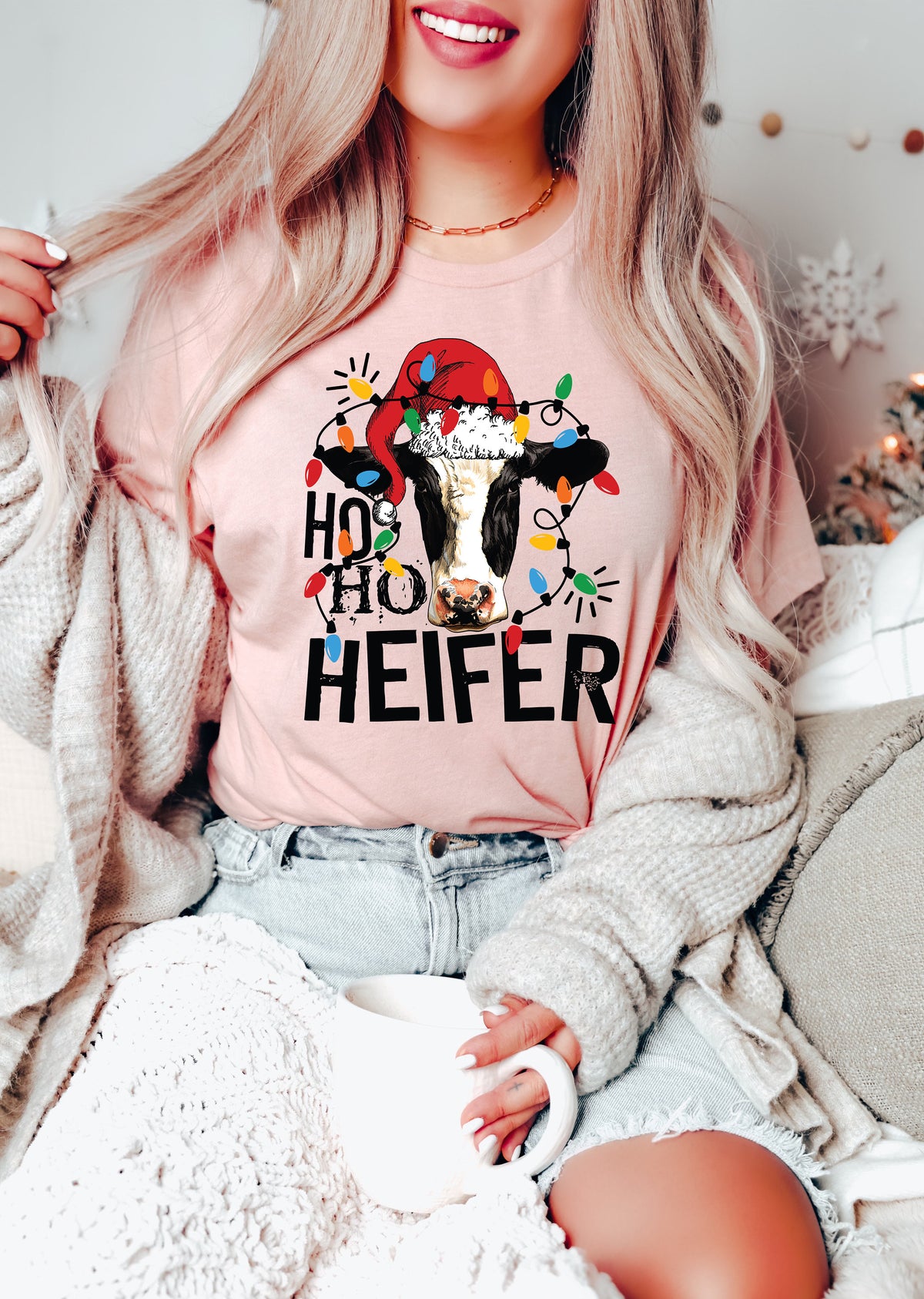 Ho Ho Heifer Christmas Cow Sweatshirt: Funny Holiday Tee