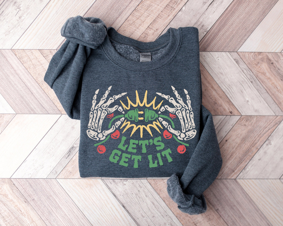 Let's Get Lit Christmas Shirt: Family Holiday Lights Tee