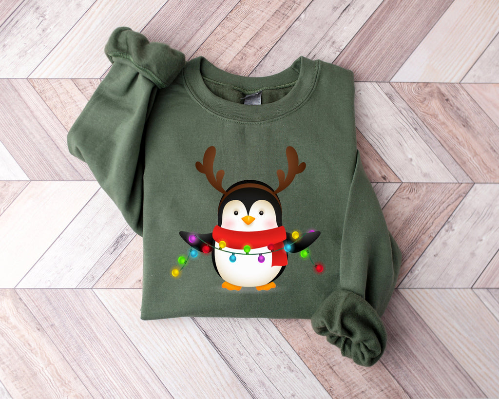 Christmas Penguin Shirt: Santa Hat Holiday Tee