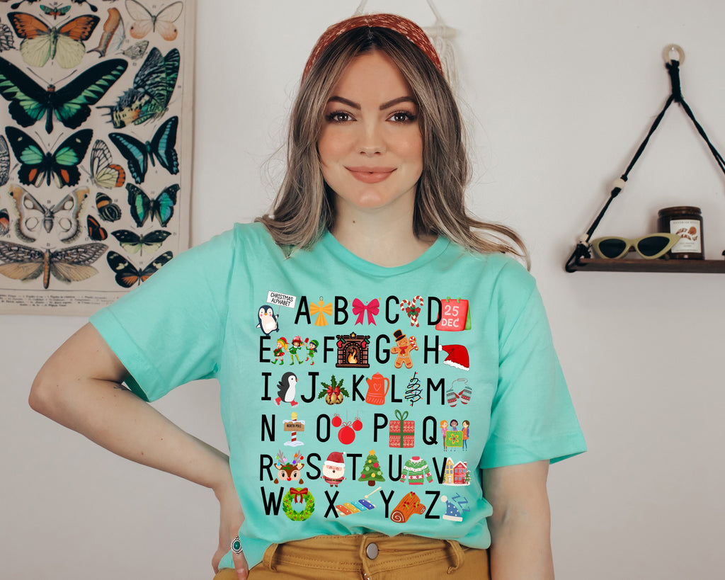 Christmas Alphabet Teacher Shirt, Holiday ABC Pre-K Shirt