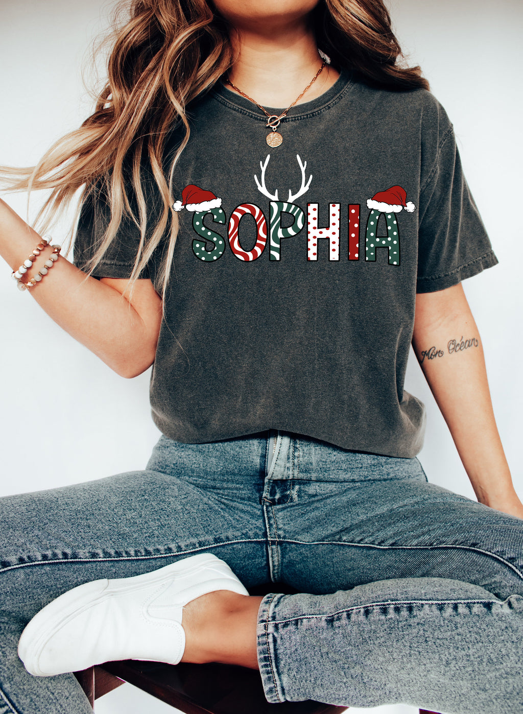 Personalized Reindeer Family Christmas Shirt