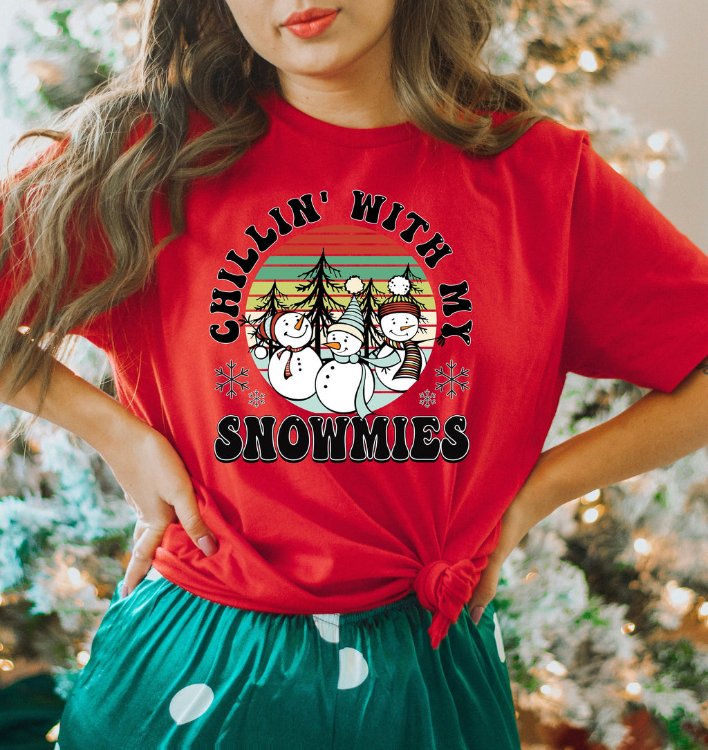 Pre-K Teacher Christmas Shirt: Chillin' With My Snowmies Tee