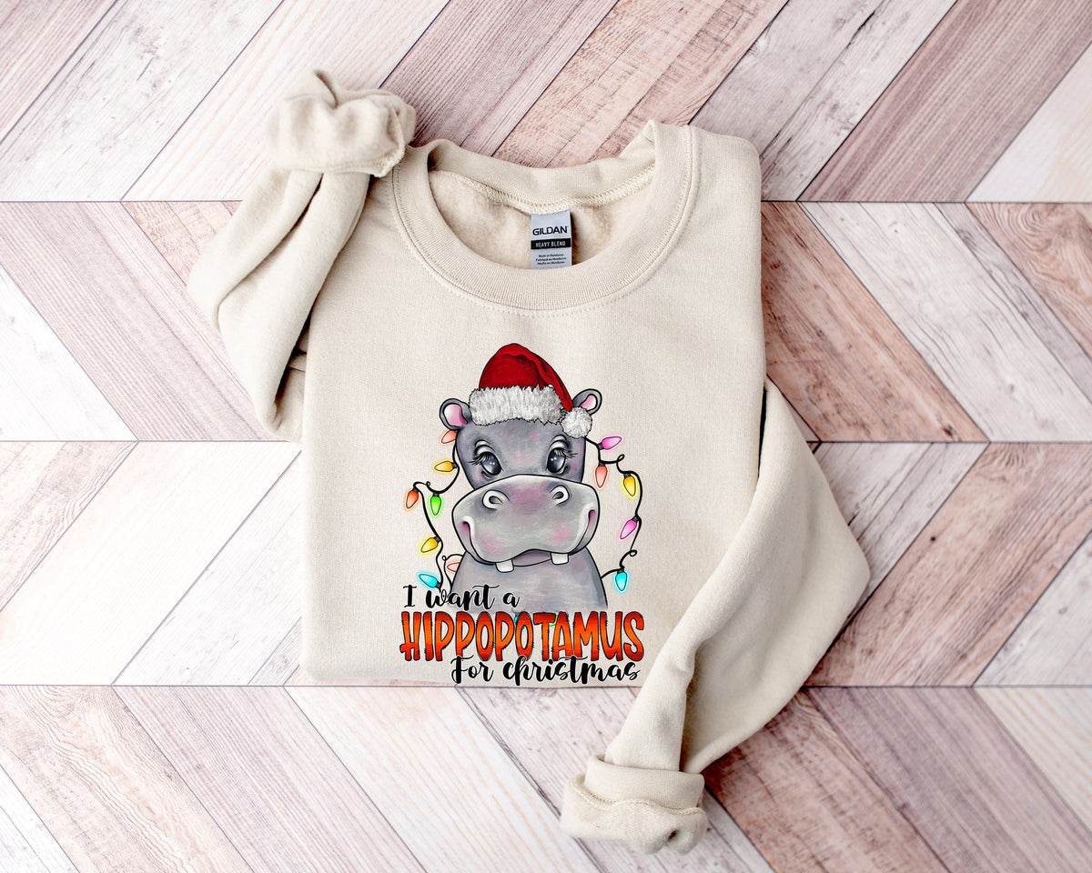 Hippo Christmas Shirt: I Want a Hippopotamus Tee