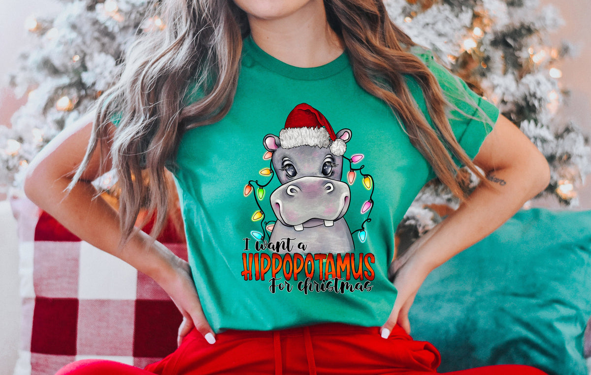 Hippo Christmas Shirt: I Want a Hippopotamus Tee