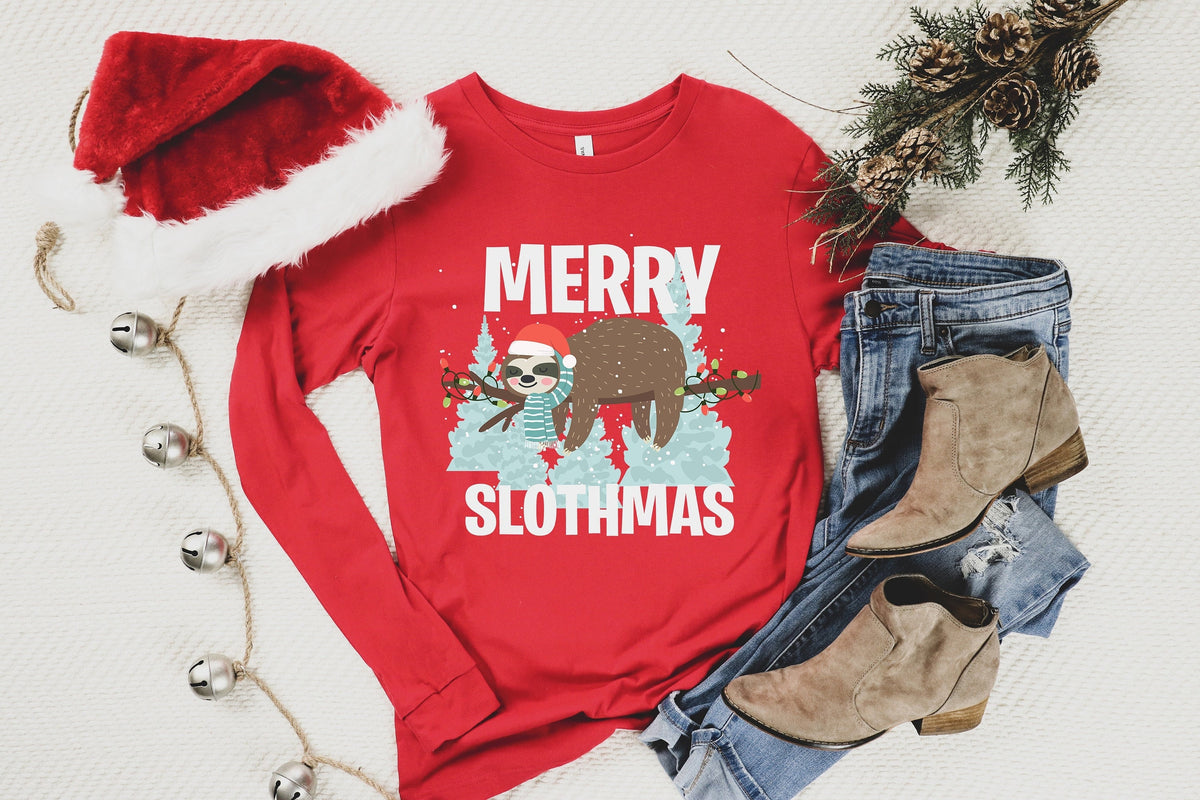 Funny Sloth Christmas Sweatshirt: Merry Slothmas Tee