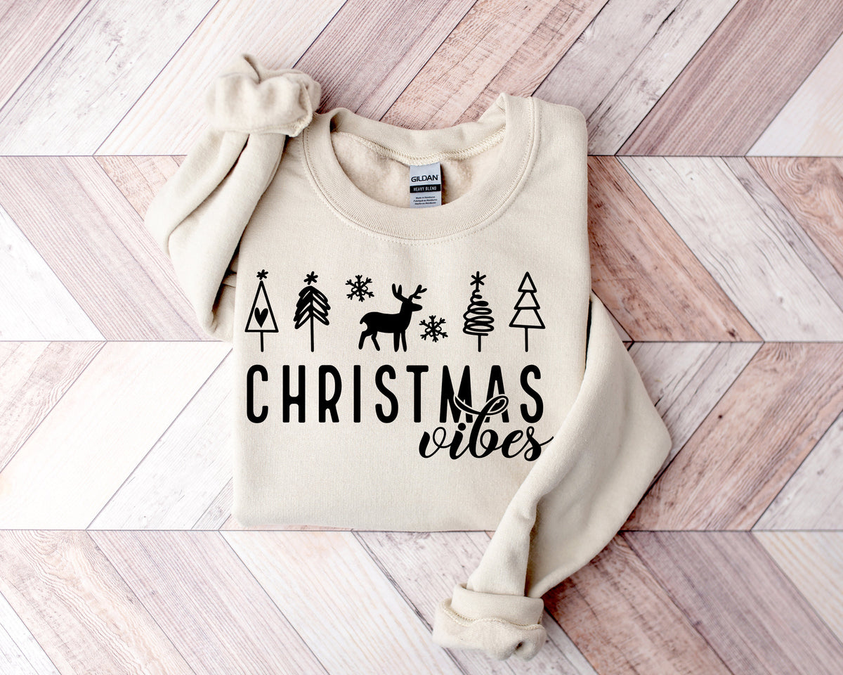 Christmas Vibes Sweatshirt: Holiday Trees Tee