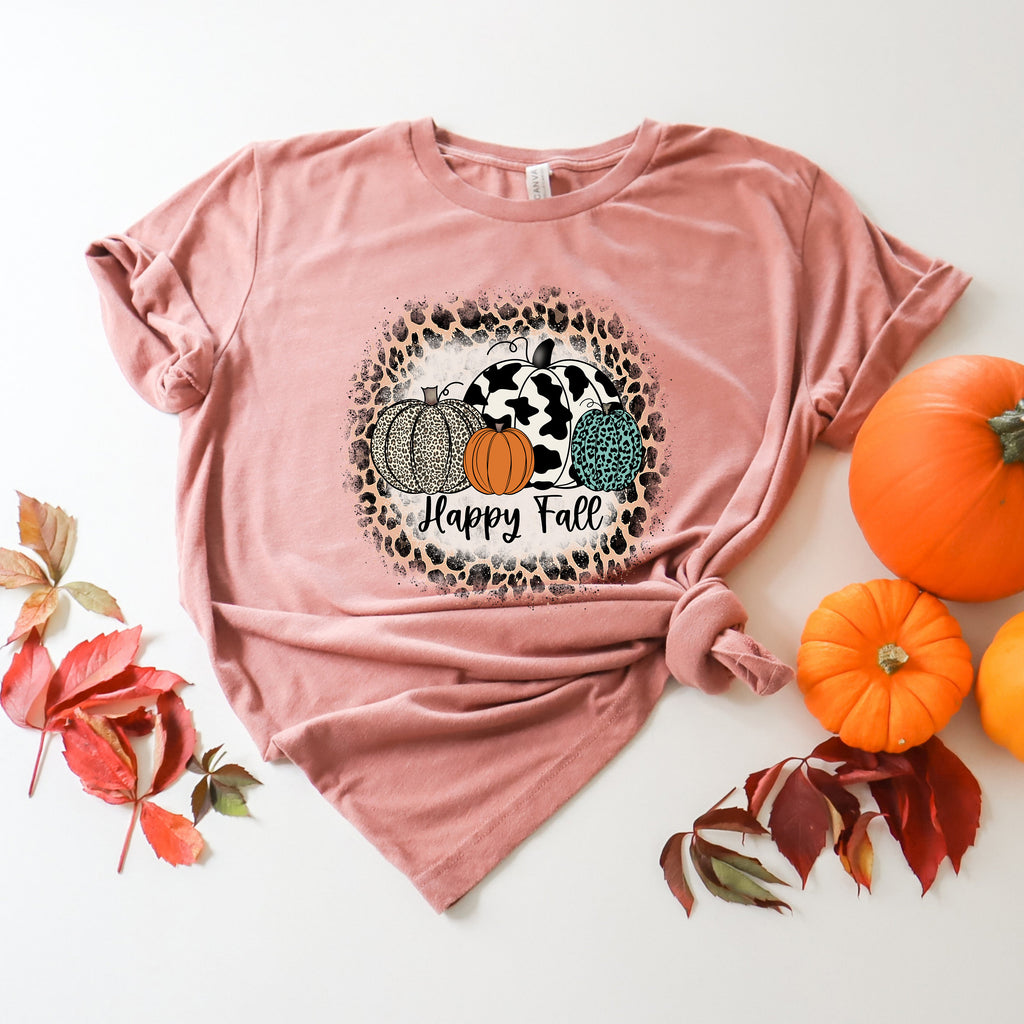 Happy Fall Pumpkin Shirt: Thanksgiving Vibes Cotton Tee