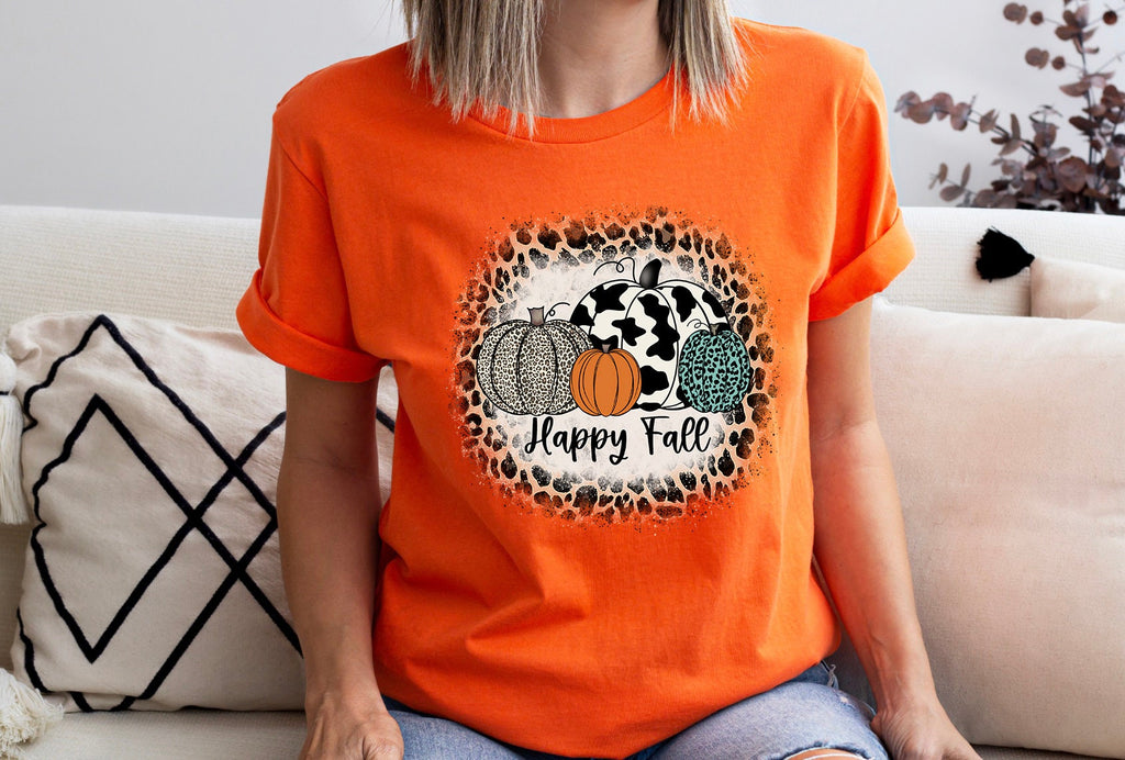 Happy Fall Pumpkin Shirt: Thanksgiving Vibes Cotton Tee