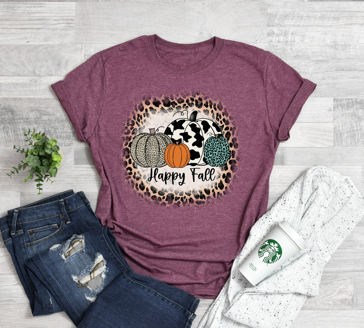Happy Fall Pumpkin Shirt: Thanksgiving Vibes Cotton Tee