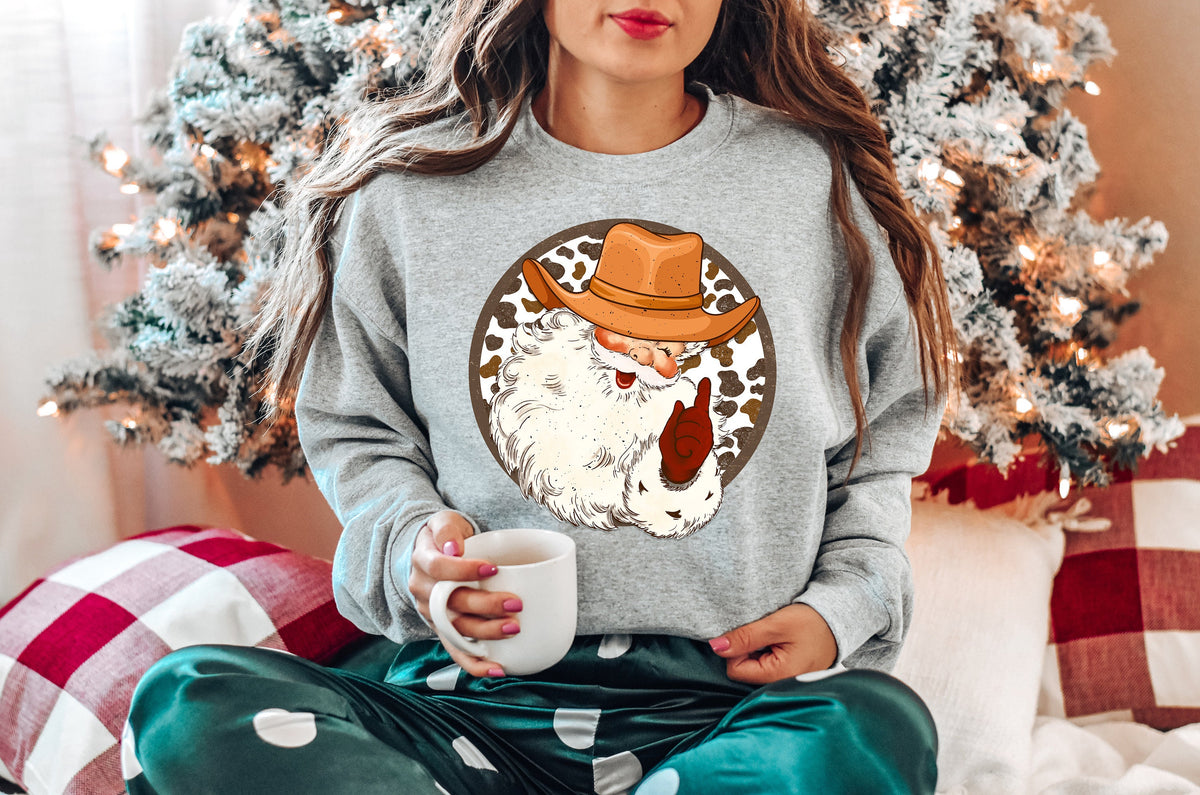 Cowboy Santa Christmas Sweatshirt: Western Holiday Shirt
