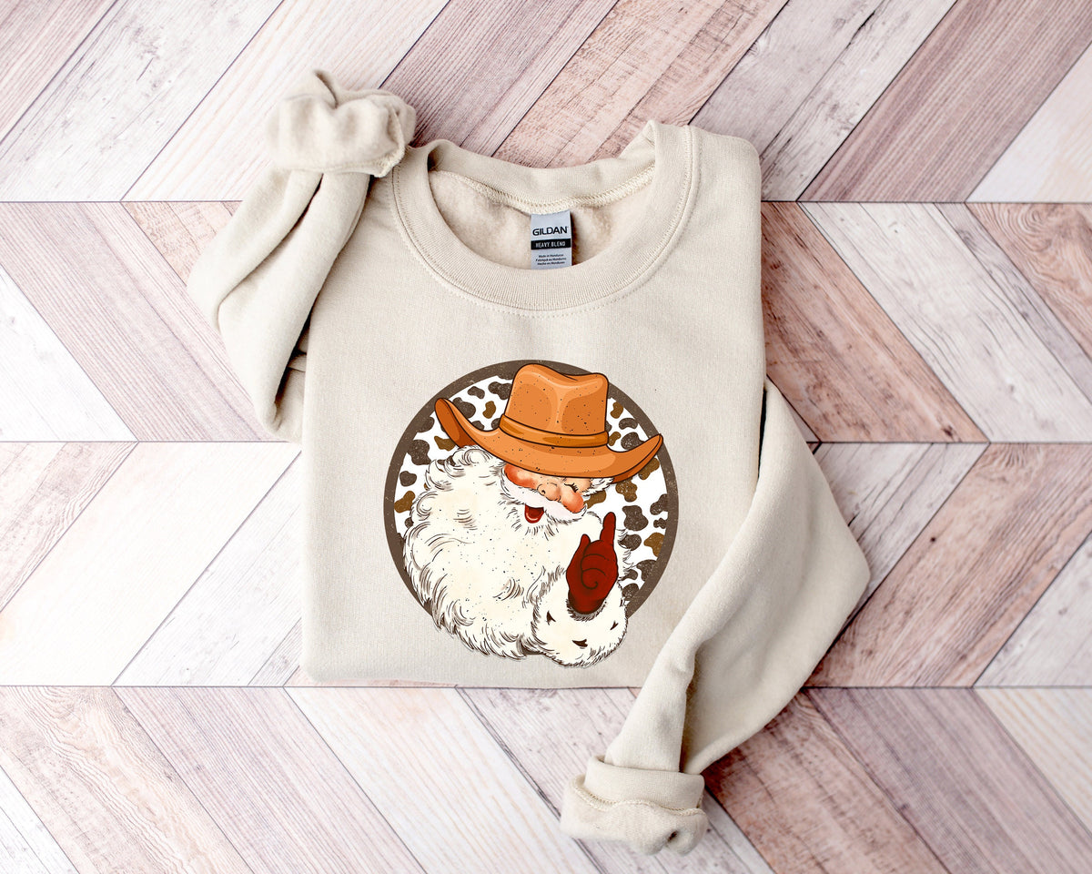 Cowboy Santa Christmas Sweatshirt: Western Holiday Shirt
