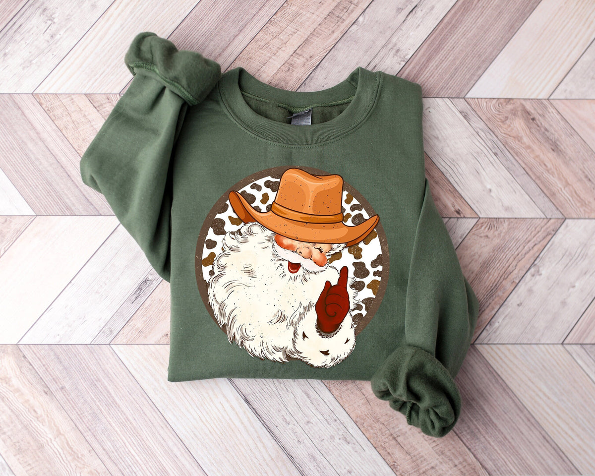 Cowboy Santa Christmas Sweatshirt: Western Holiday Shirt