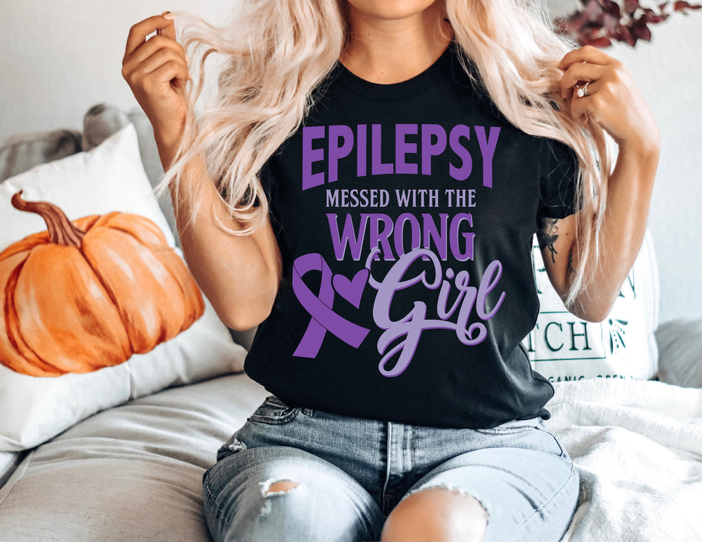 Epilepsy Awareness T-Shirt: Funny Epilepsy Warrior Purple Ribbon Tee