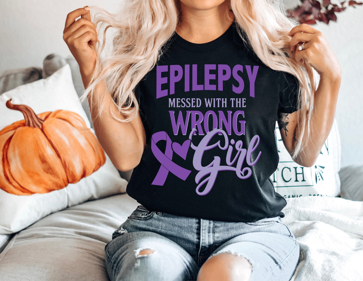 Epilepsy Awareness T-Shirt: Funny Epilepsy Warrior Purple Ribbon Tee