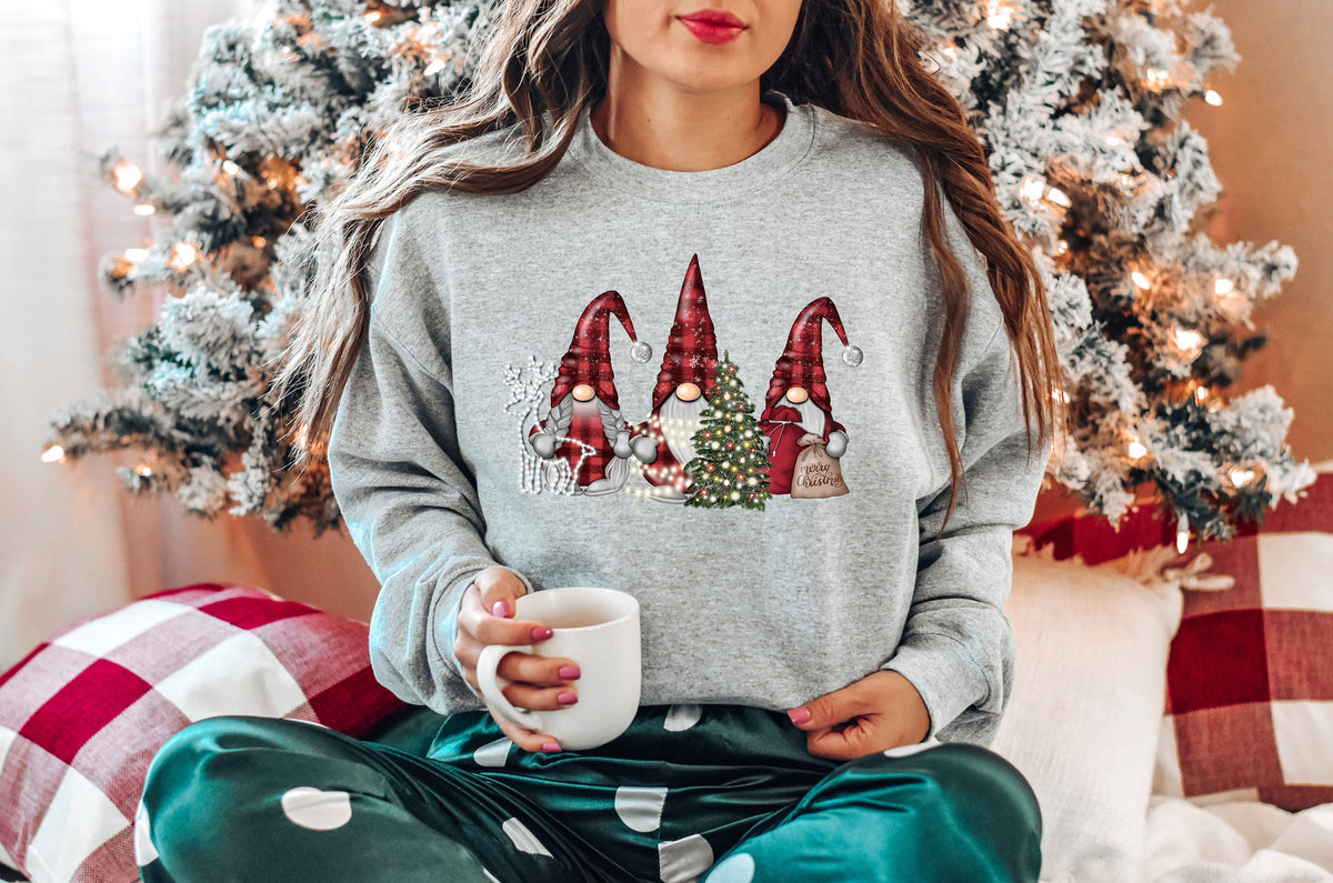 Christmas Gnomes Buffalo Plaid Sweatshirt: Holiday Lights Gift