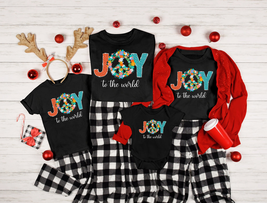 Joy To The World Christmas Sweatshirt: Floral Peace Sign Crewneck