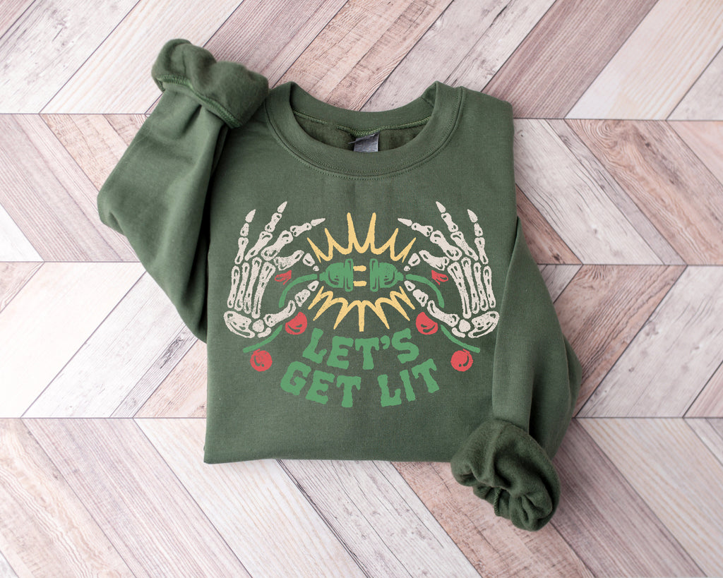 Let's Get Lit Christmas Shirt: Family Holiday Lights Tee