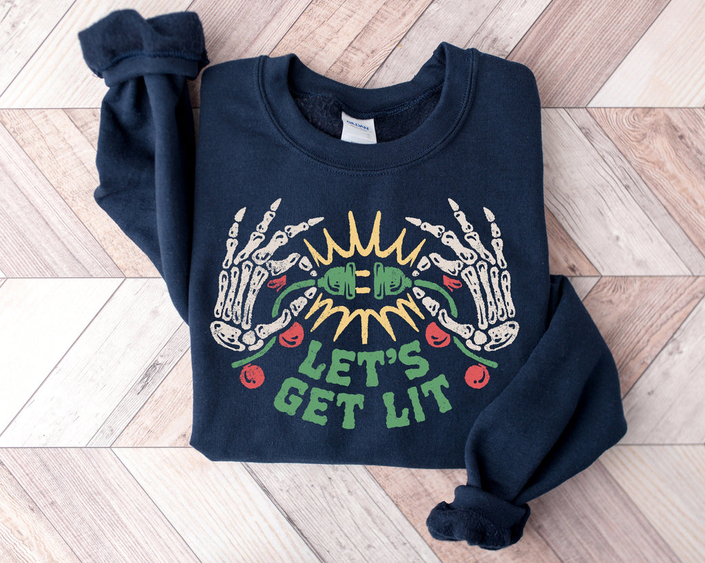 Let's Get Lit Christmas Shirt: Family Holiday Lights Tee