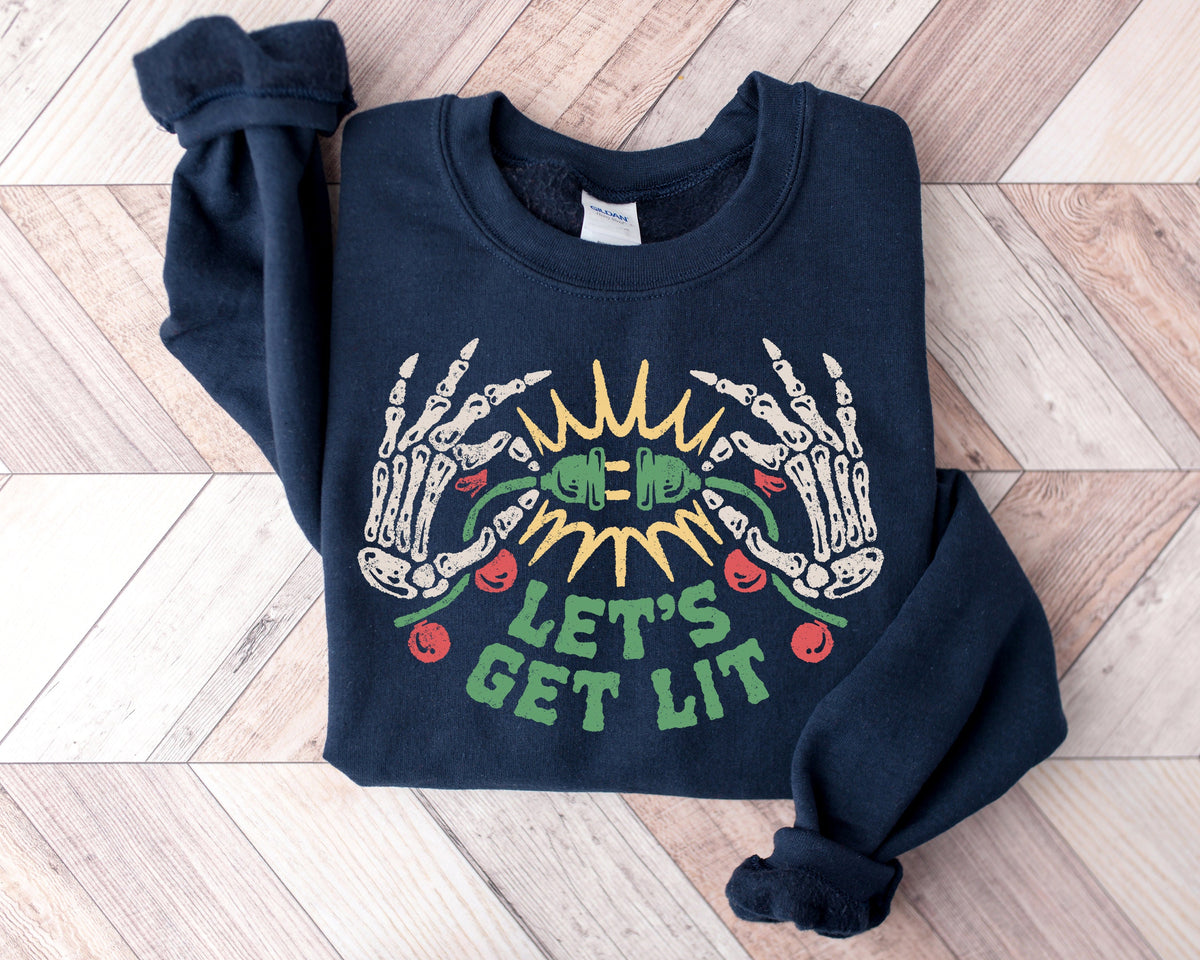 Let's Get Lit Christmas Shirt: Family Holiday Lights Tee
