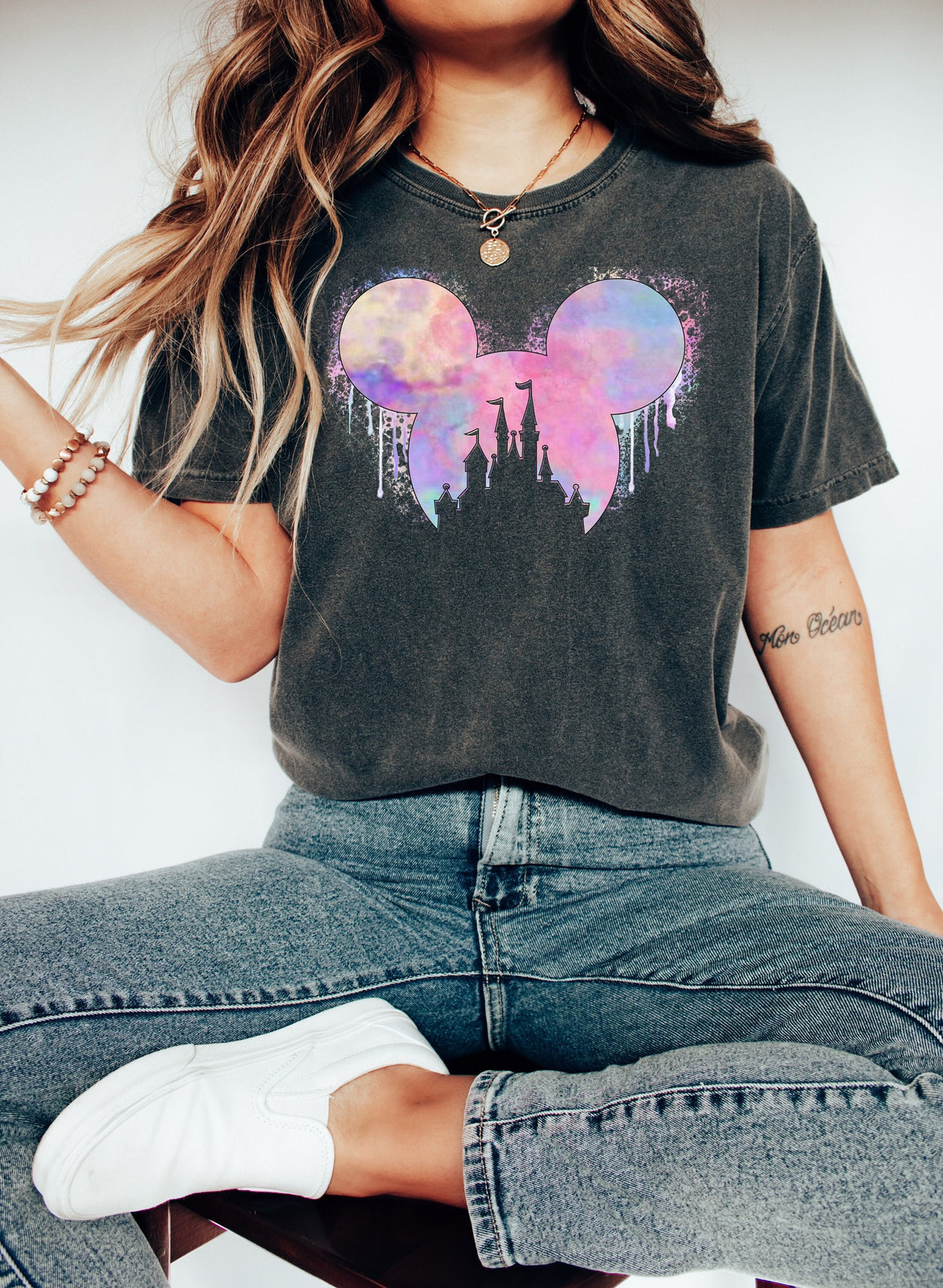 Watercolor Castle Mouse Ear Shirt - Matching Family Vacation Tee