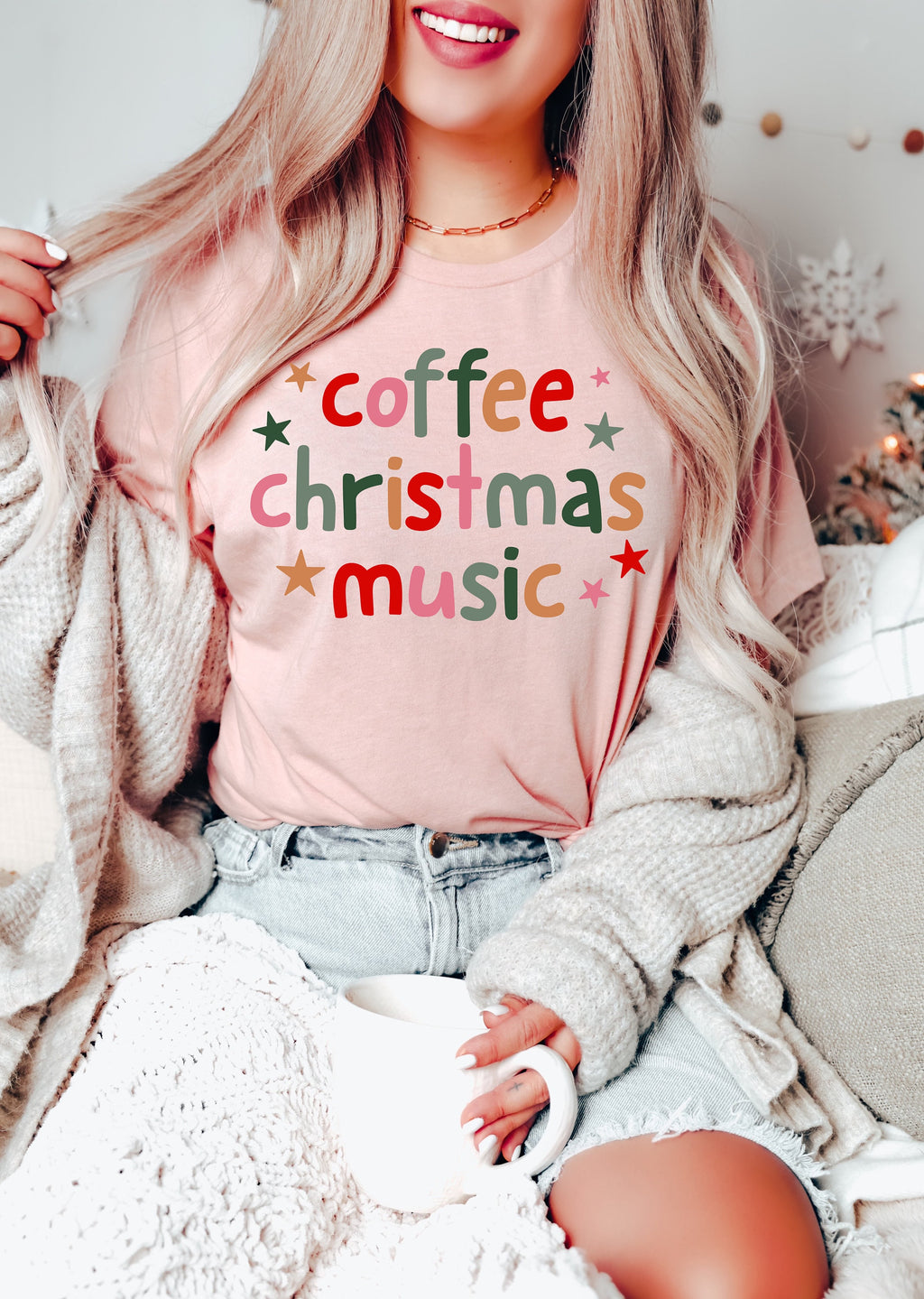 Coffee Christmas Music Shirt: Holiday Tee for Women