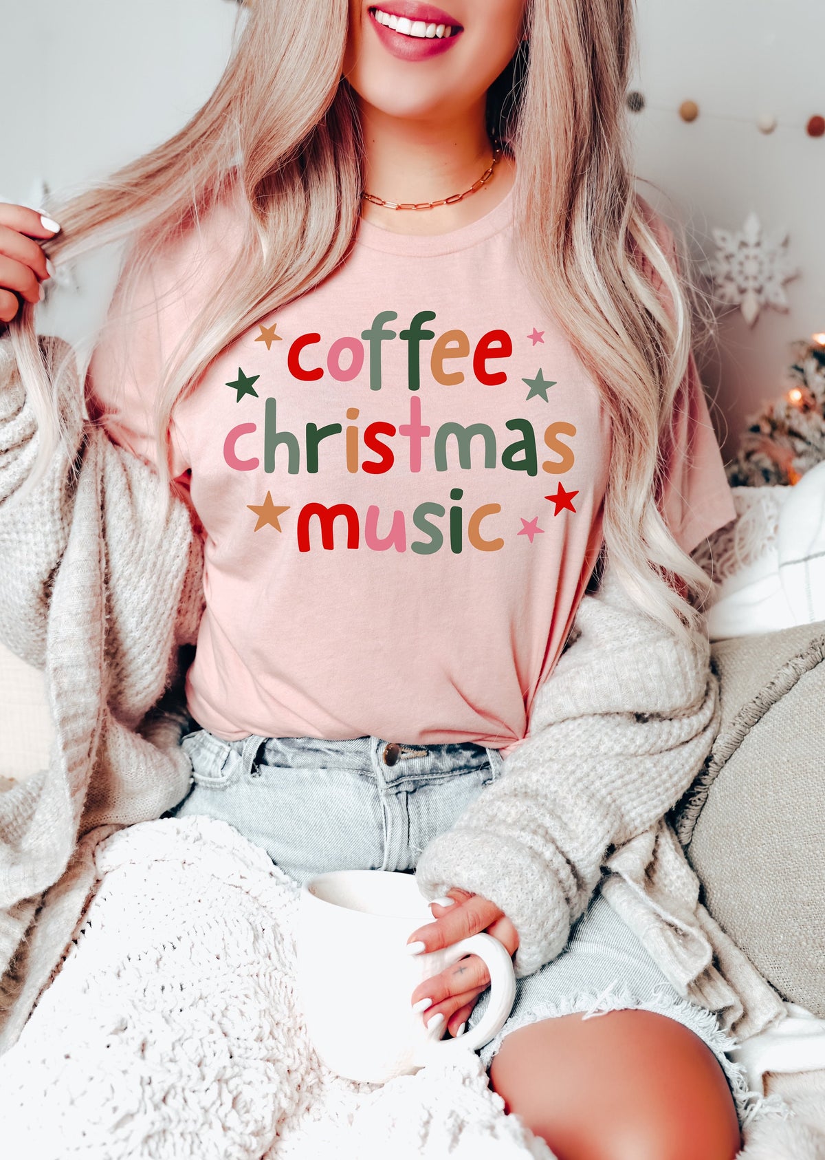 Coffee Christmas Music Shirt: Holiday Tee for Women