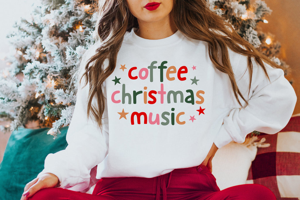 Coffee Christmas Music Shirt: Holiday Tee for Women