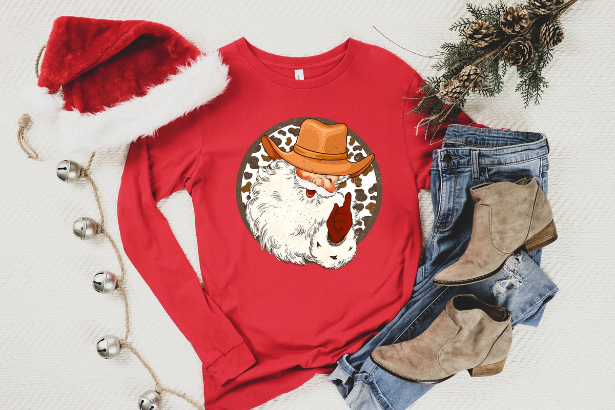 Cowboy Santa Christmas Sweatshirt: Western Holiday Shirt