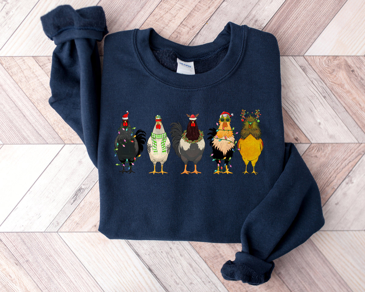 Chicken Christmas Lights Sweater: Novelty Holiday Shirt