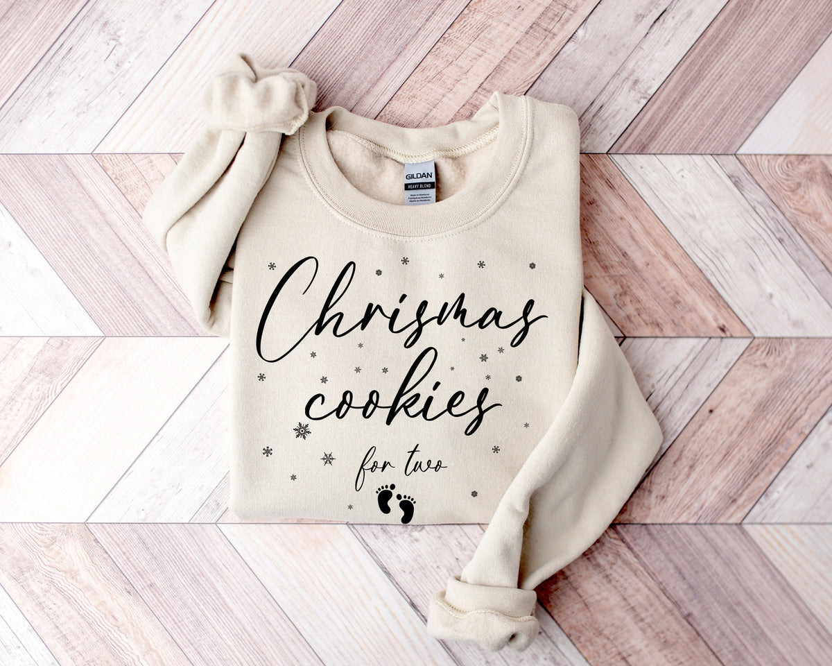 Christmas Pregnancy Announcement Shirt: Cookies for Two, Maternity Reveal
