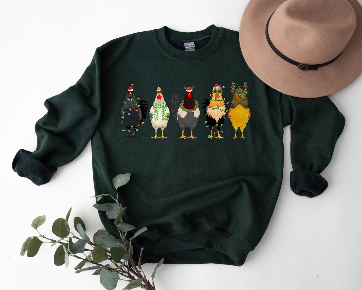 Chicken Christmas Lights Sweater: Novelty Holiday Shirt