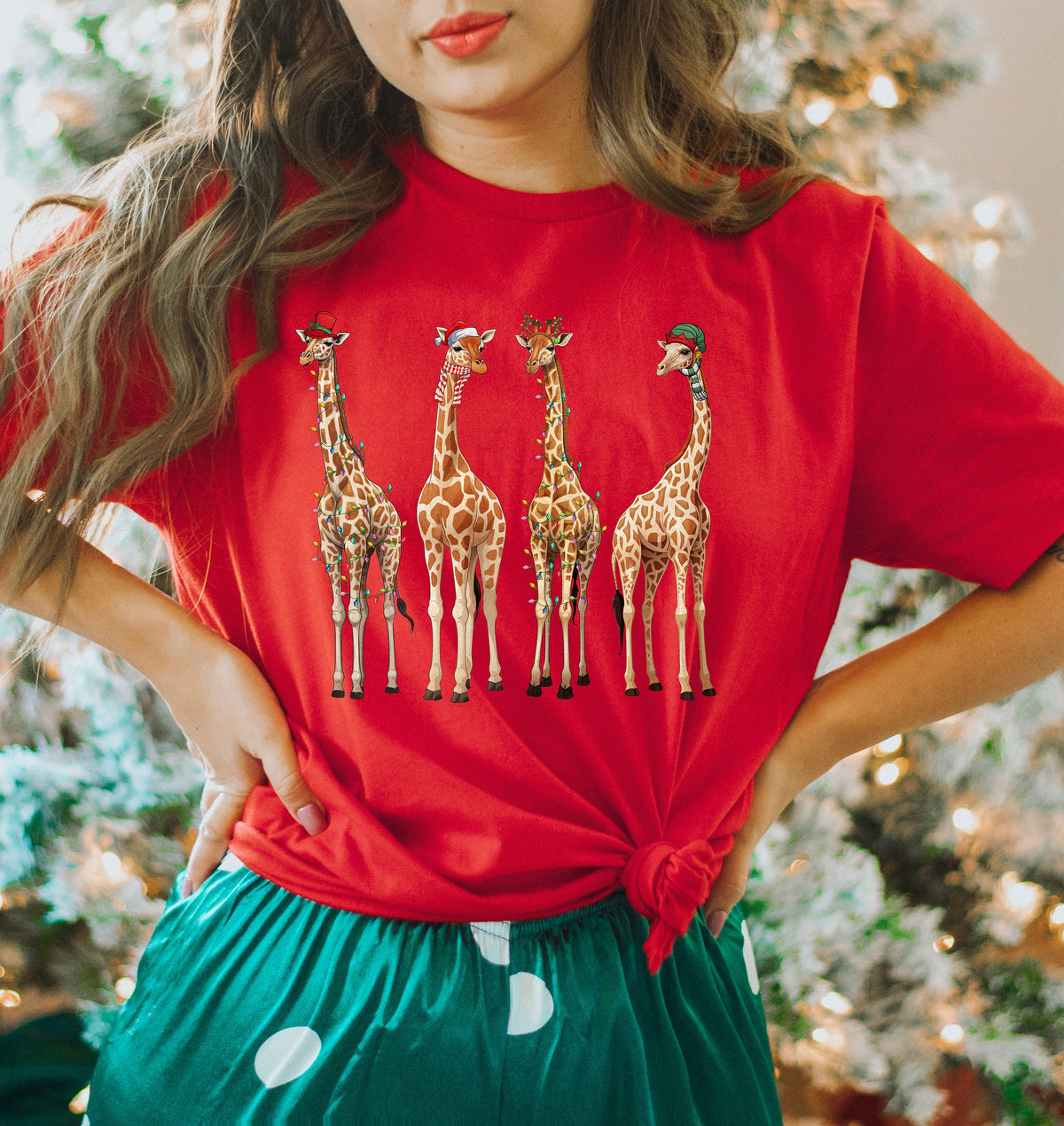 Giraffes Christmas Lights Sweatshirt, Festive Holiday Shirt