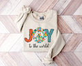 Joy To The World Christmas Sweatshirt: Floral Peace Sign Crewneck