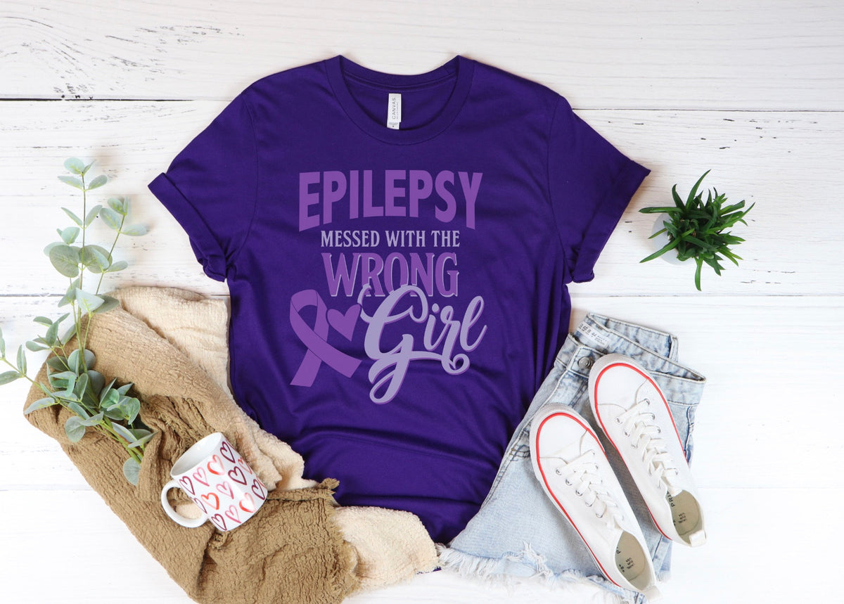 Epilepsy Awareness T-Shirt: Funny Epilepsy Warrior Purple Ribbon Tee